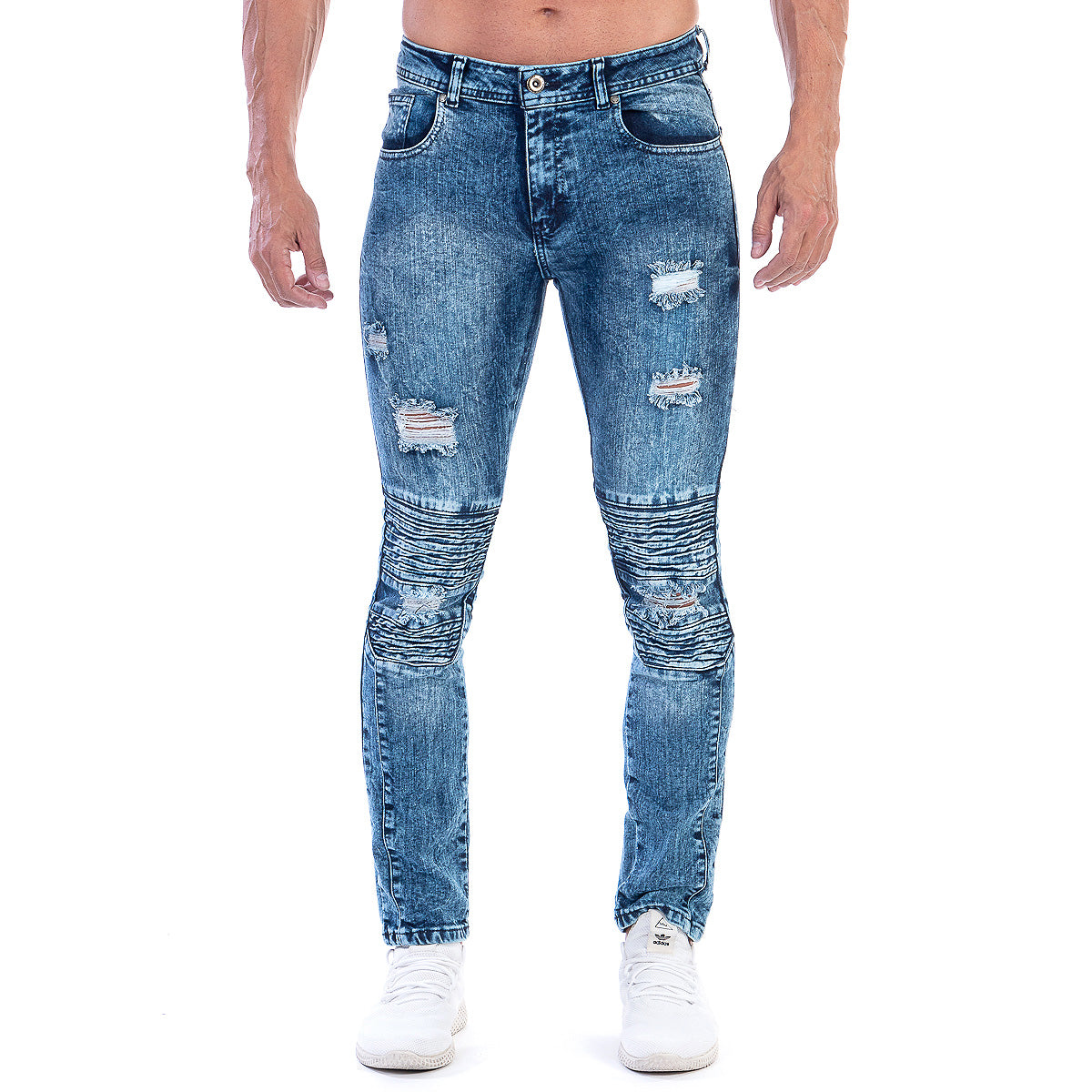 Pantalón Mezclilla Stretch Hombre Biker Acid Wash