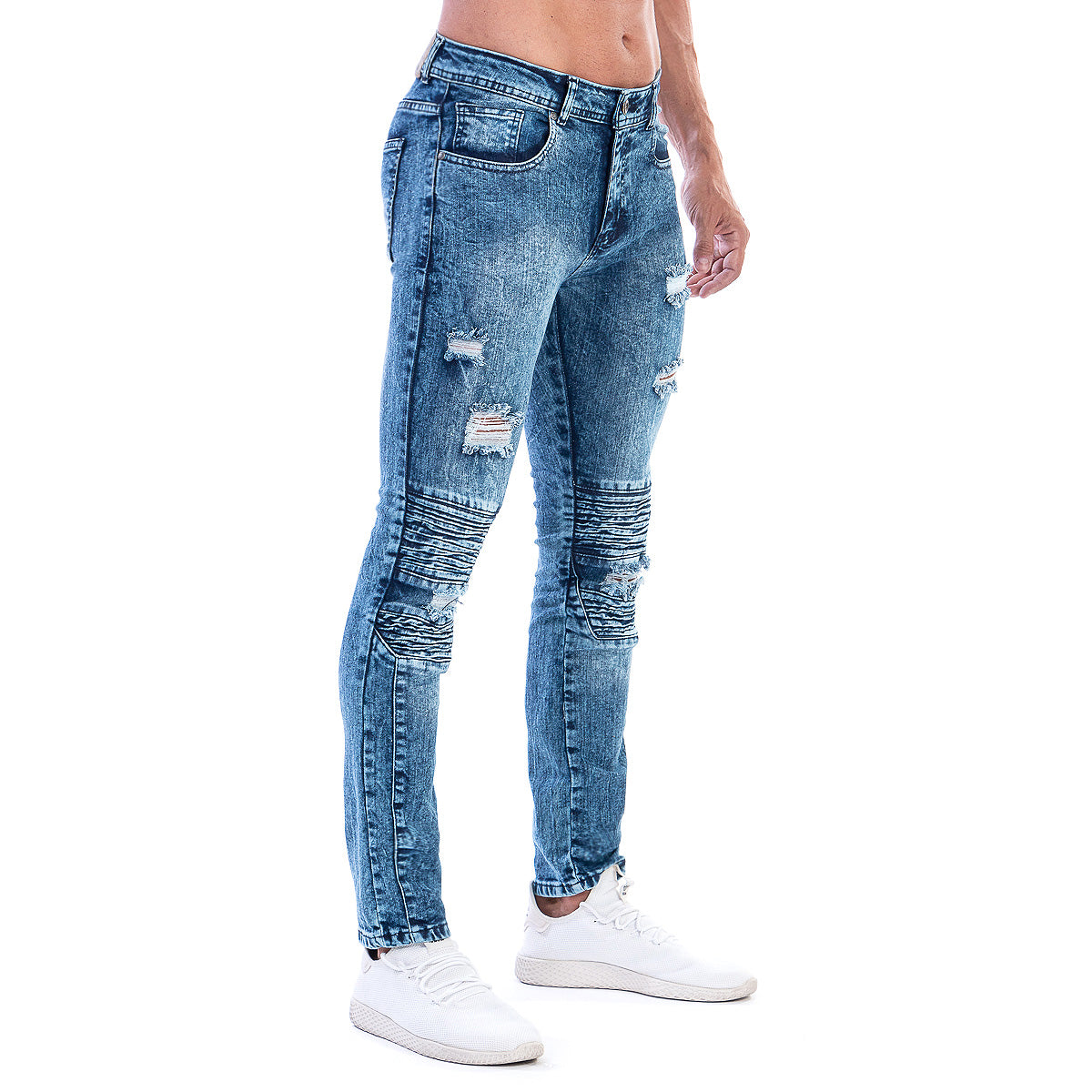 Pantalón Mezclilla Stretch Hombre Biker Acid Wash