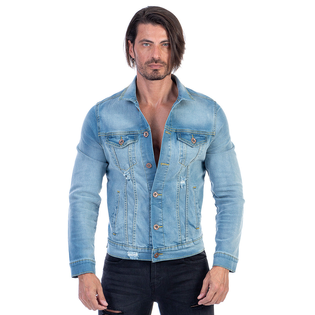 Chamarra Mezclilla Stretch Hombre Ligera Demoliciòn