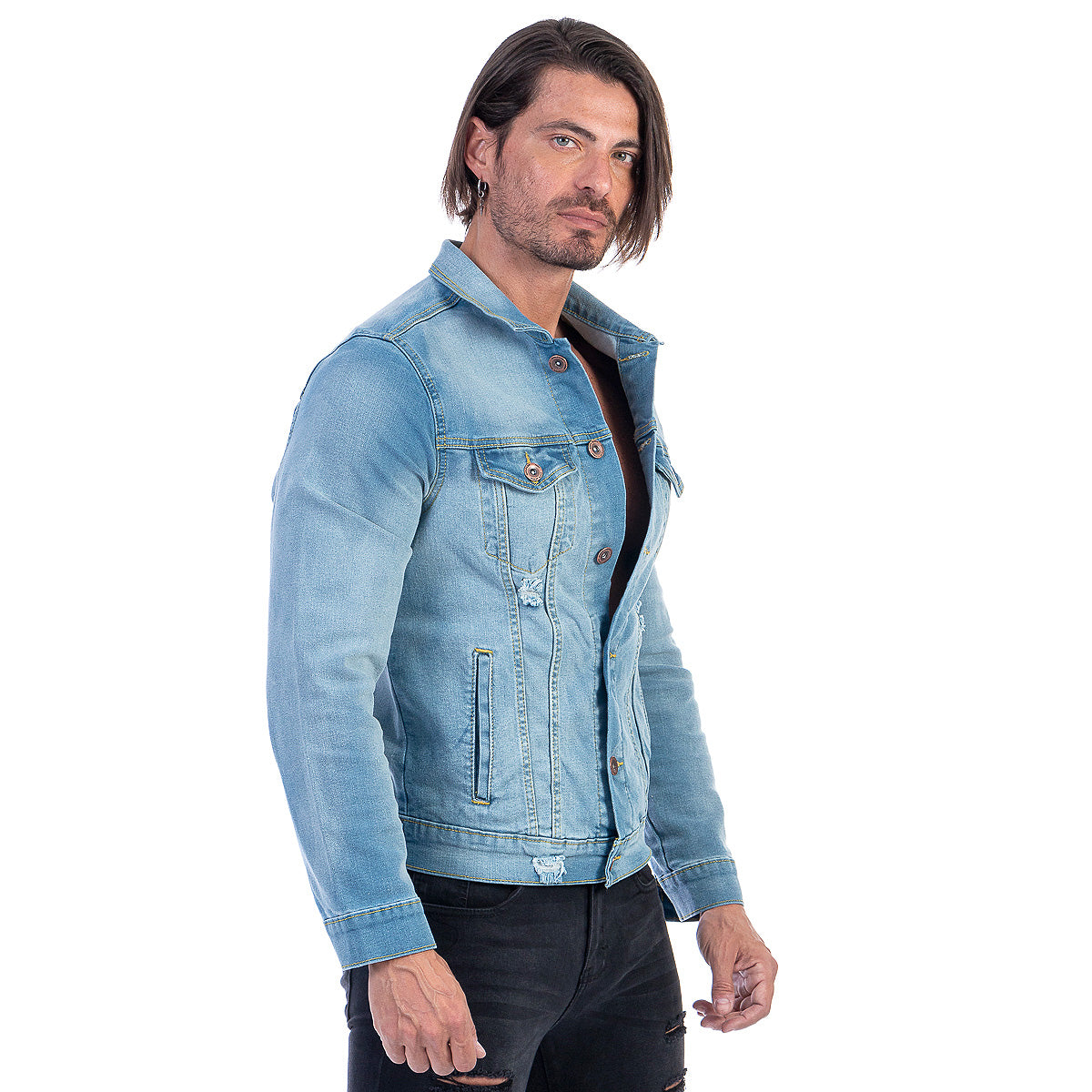 Chamarra Mezclilla Stretch Hombre Ligera Demoliciòn