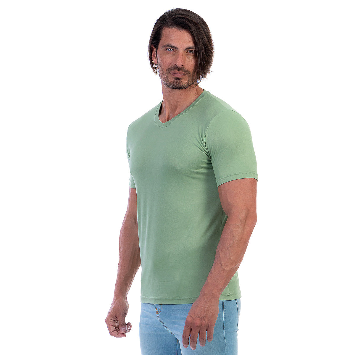 Playera Cuello En V Hombre Manga Corta Básica