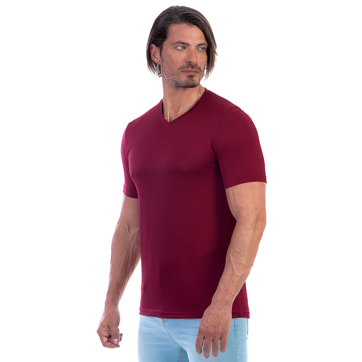 Playera Cuello En V Hombre Manga Corta Básica
