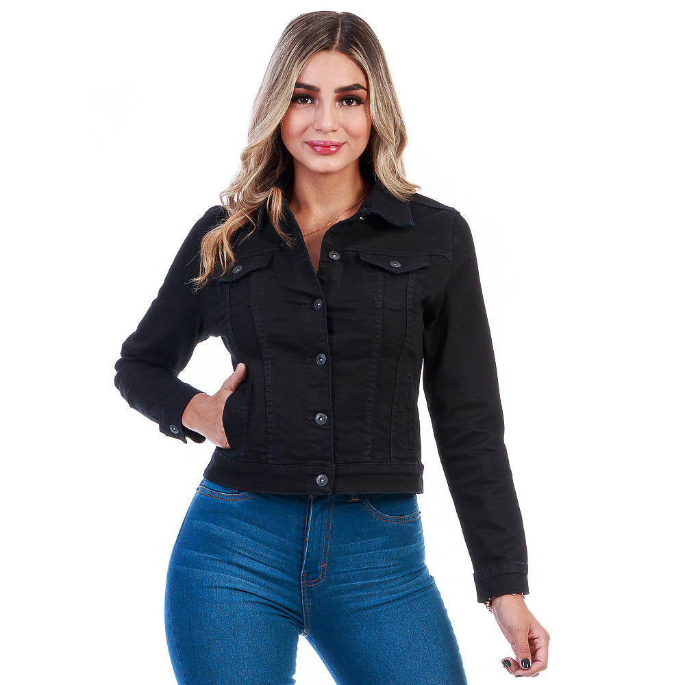 Chamarra Mezclilla Stretch Mujer Con Bolsillos