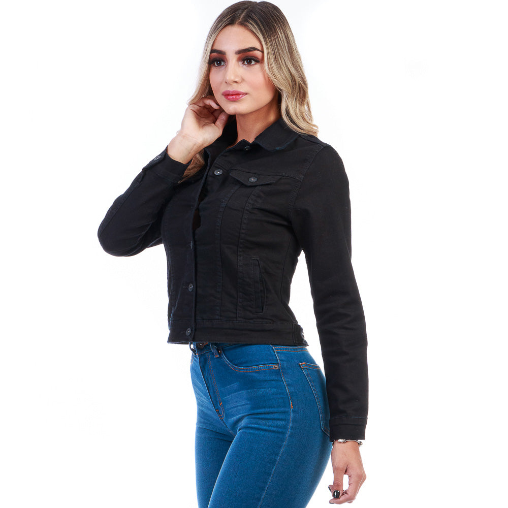 Chamarra Mezclilla Stretch Mujer Con Bolsillos