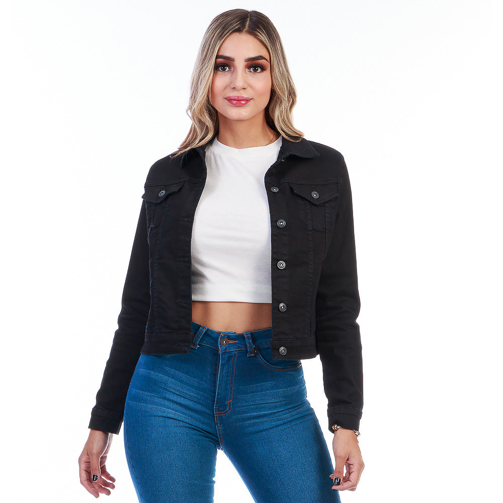 Chamarra Mezclilla Stretch Mujer Con Bolsillos