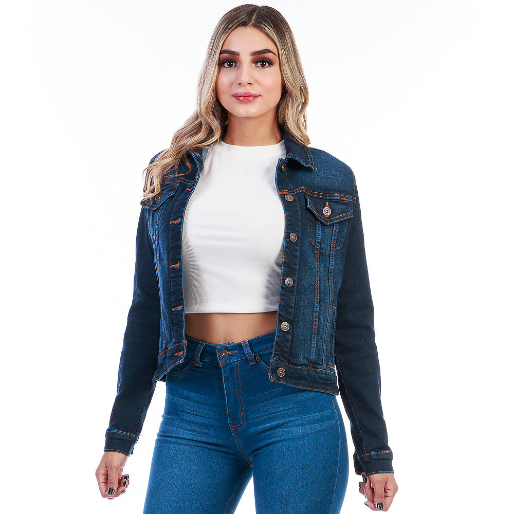 Chamarra Mezclilla Stretch Mujer Con Bolsillos