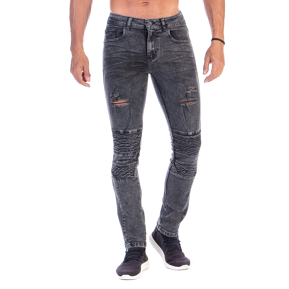 Pantalón Mezclilla Stretch Hombre Biker Acid Wash