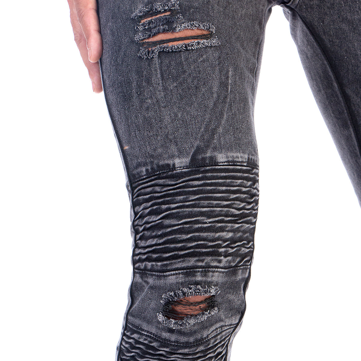 Pantalón Mezclilla Stretch Hombre Biker Acid Wash