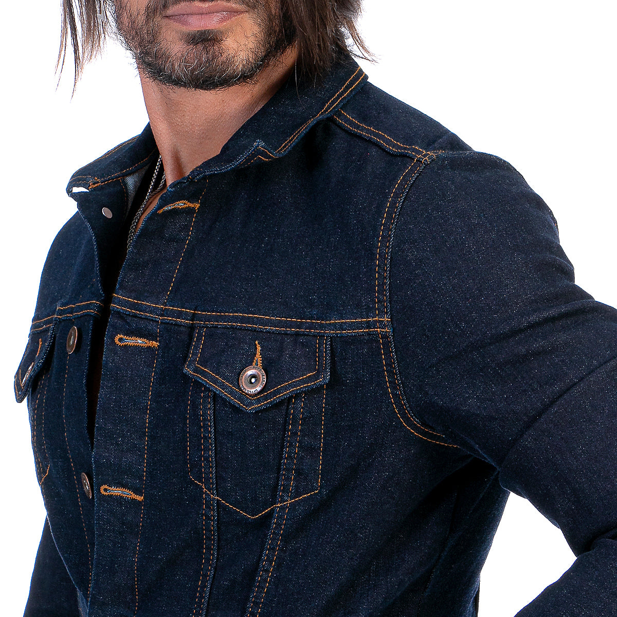 Chamarra Mezclilla Stretch Hombre Con Bolsillos 16 Baños