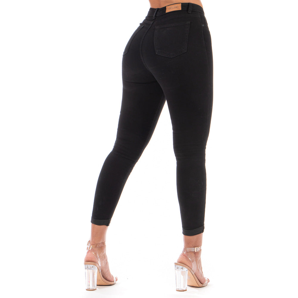 Pantalón Mezclilla Stretch Mujer Con Dobladillo