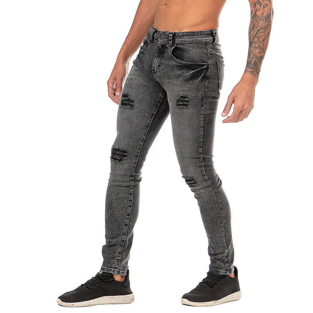Pantalón Mezclilla Stretch Hombre Snow Negro Demolición