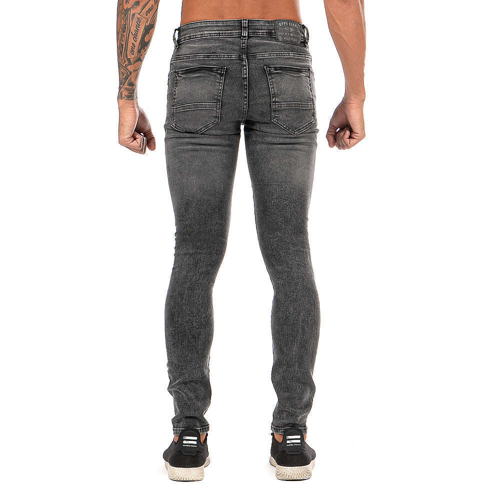 Pantalón Mezclilla Stretch Hombre Snow Negro Demolición