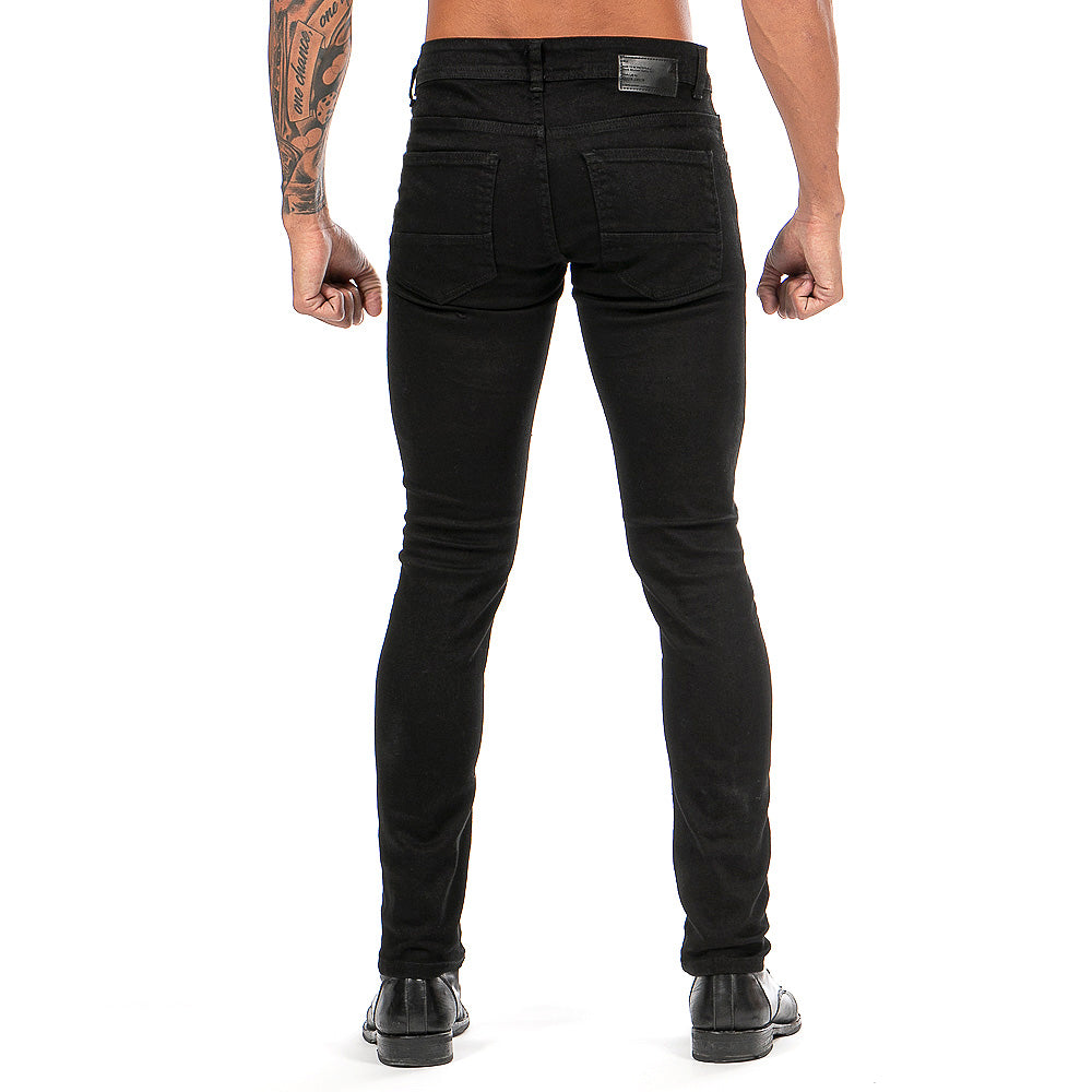 Pantalón Mezclilla Stretch Hombre Negro Demolición