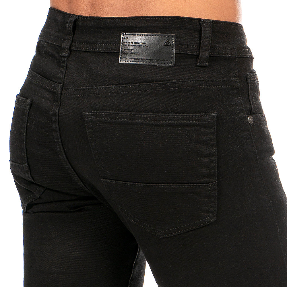 Pantalón Mezclilla Stretch Hombre Negro Demolición
