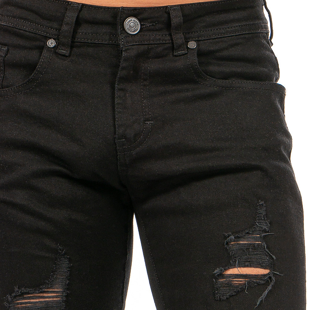 Pantalón Mezclilla Stretch Hombre Negro Demolición