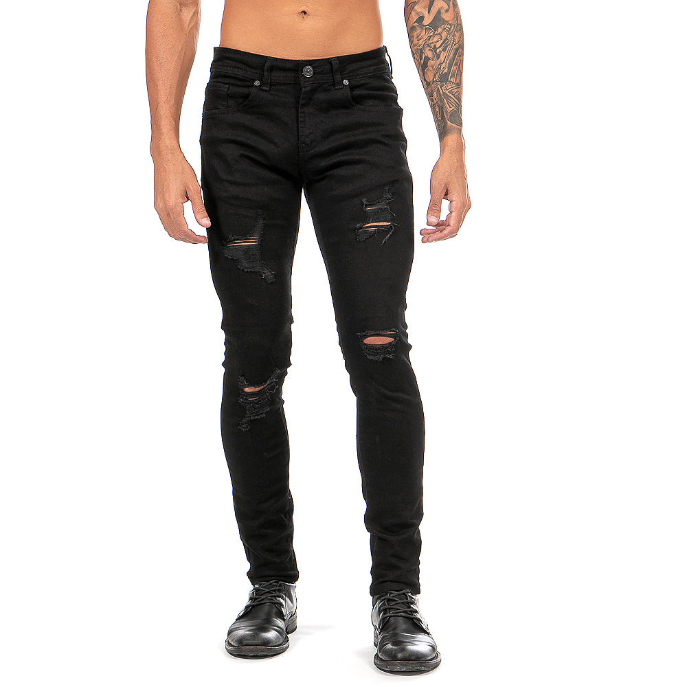 Pantalón Mezclilla Stretch Hombre Negro Demolición