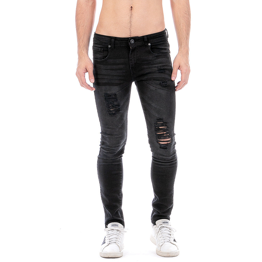 Pantalón Mezclilla Stretch Hombre Black Rocket Destrucción