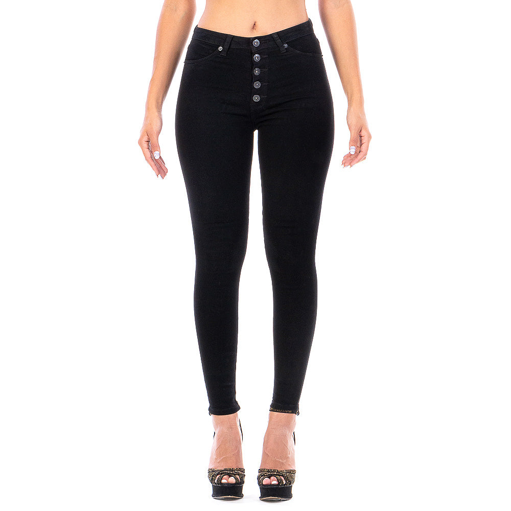 Pantalón Mezclilla Stretch Mujer Con Botones