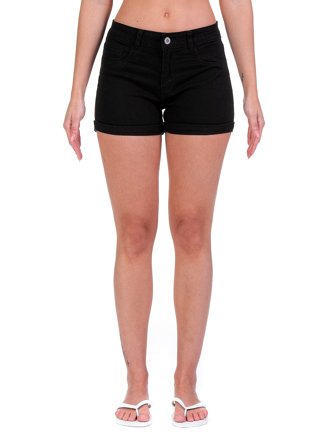 Short Gabardina Stretch Mujer Con Dobladillo Envuelto