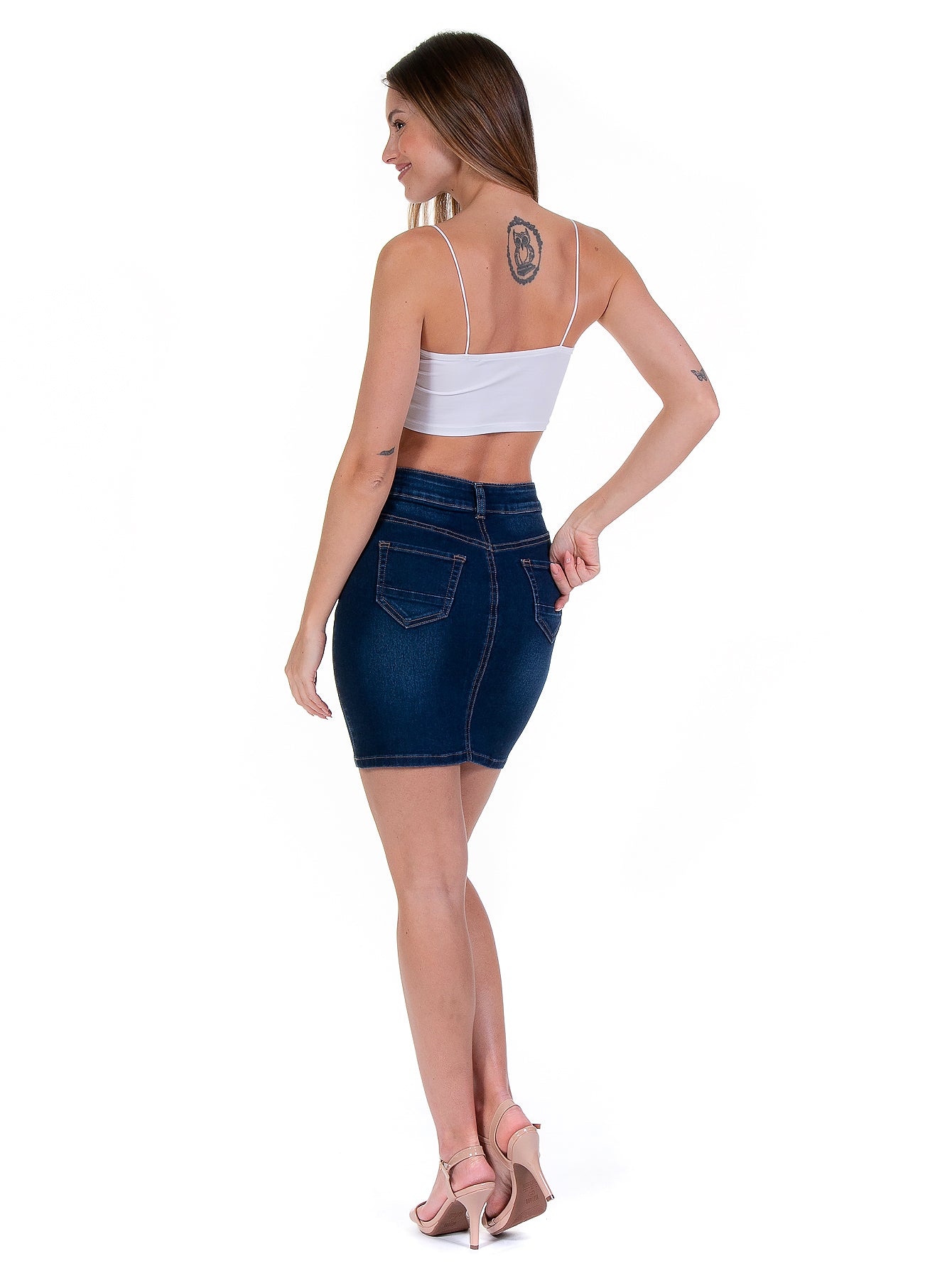 Falda De Mezclilla Stretch Para Mujer Corte Cintura Alta