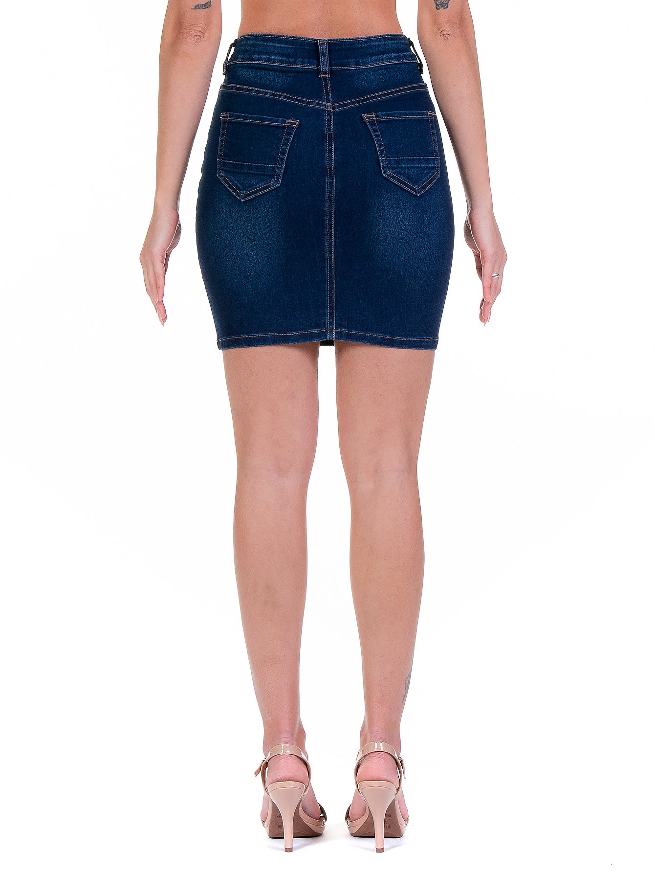 Falda De Mezclilla Stretch Para Mujer Corte Cintura Alta