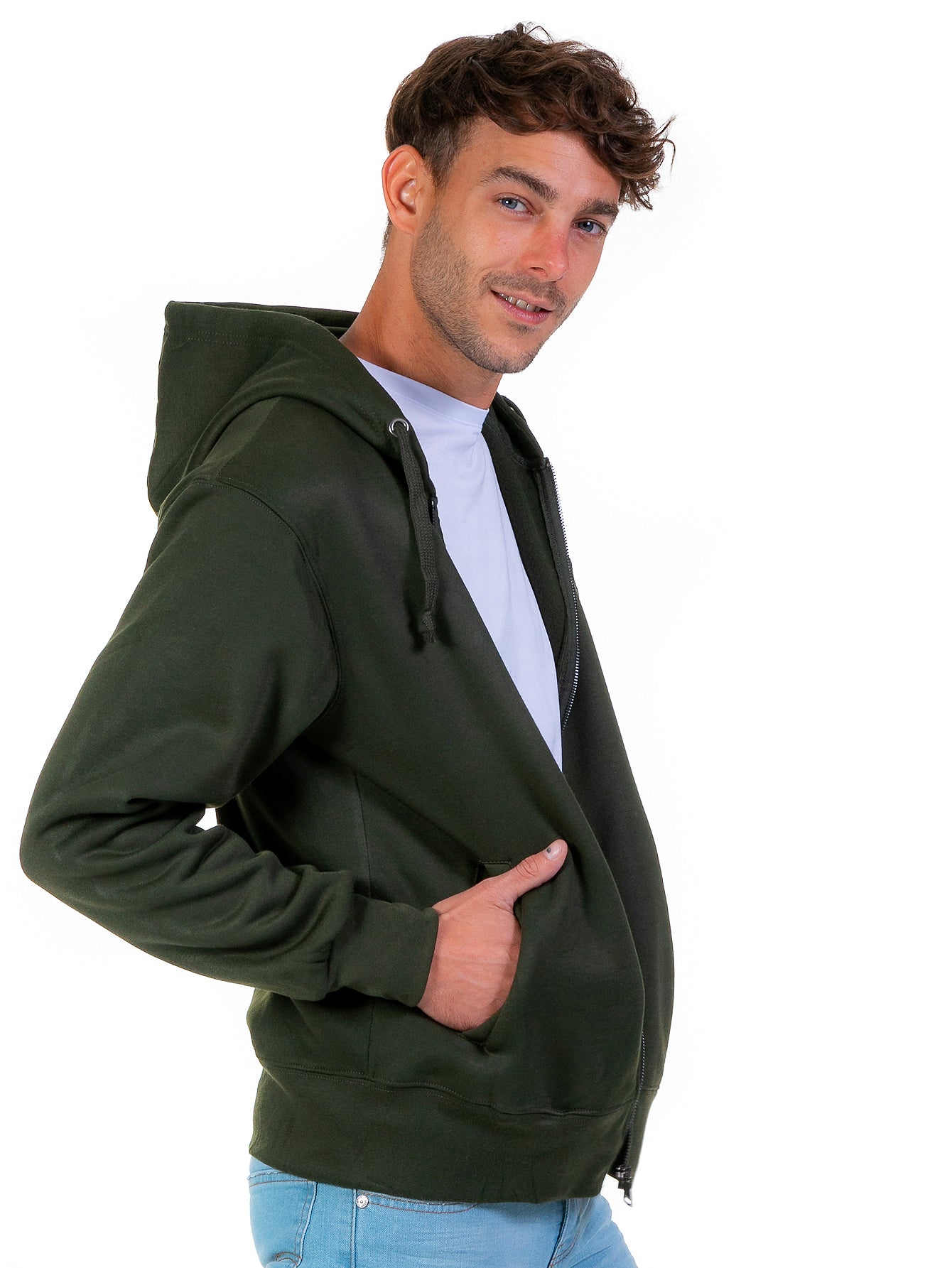 Sudadera Abierta Para Hombre Con Cierre Metálico