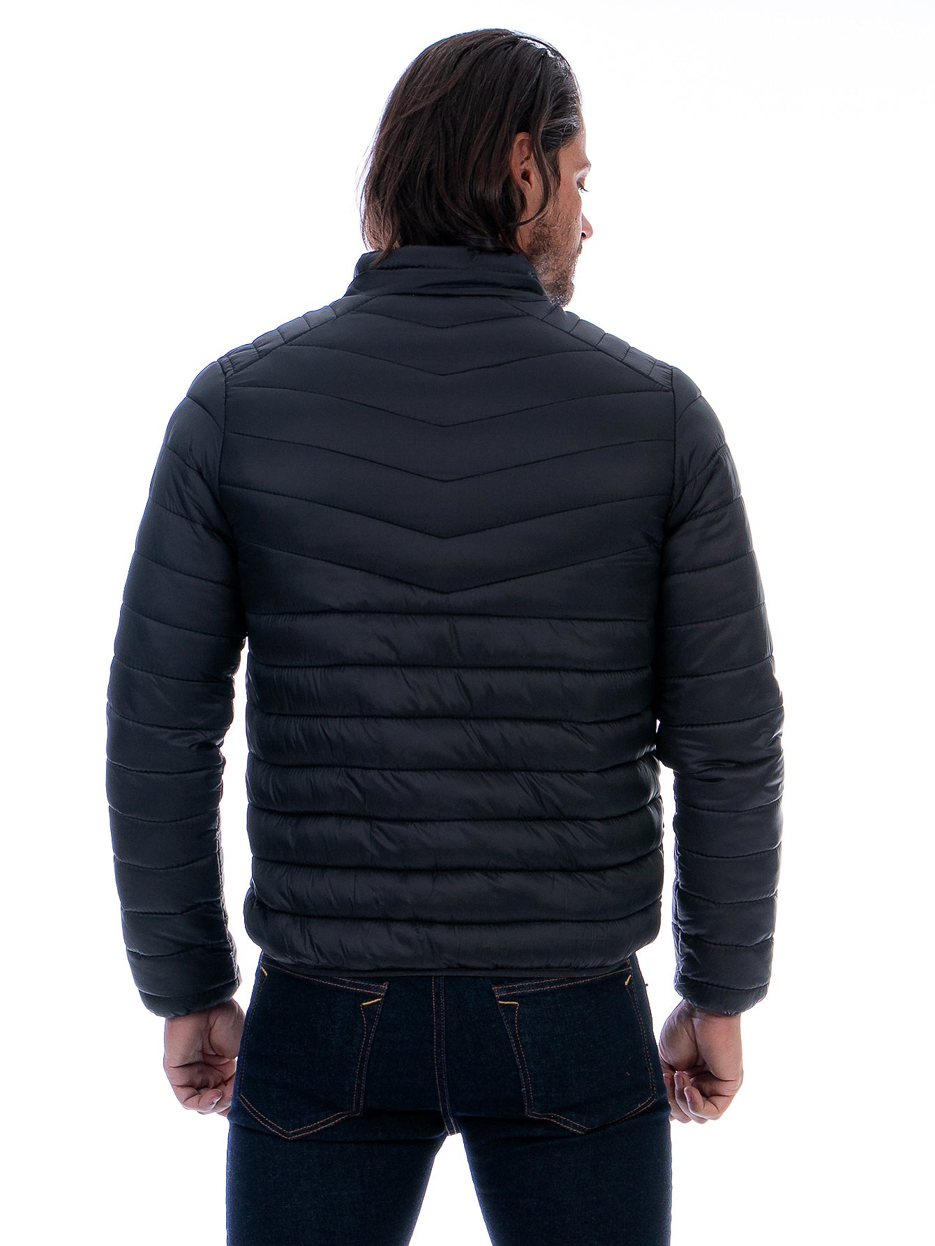 Chamarra Hombre Capitonada Con Bolsillos Forro Peluche Fino