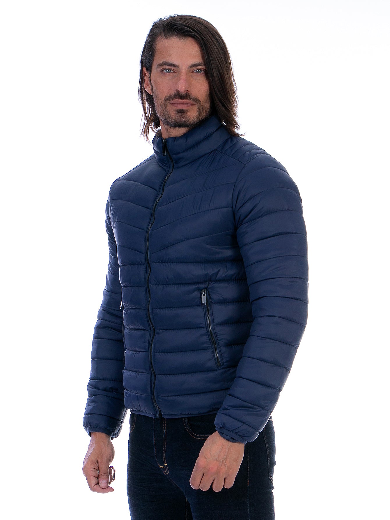 Chamarra Hombre Capitonada Con Bolsillos Forro Peluche Fino