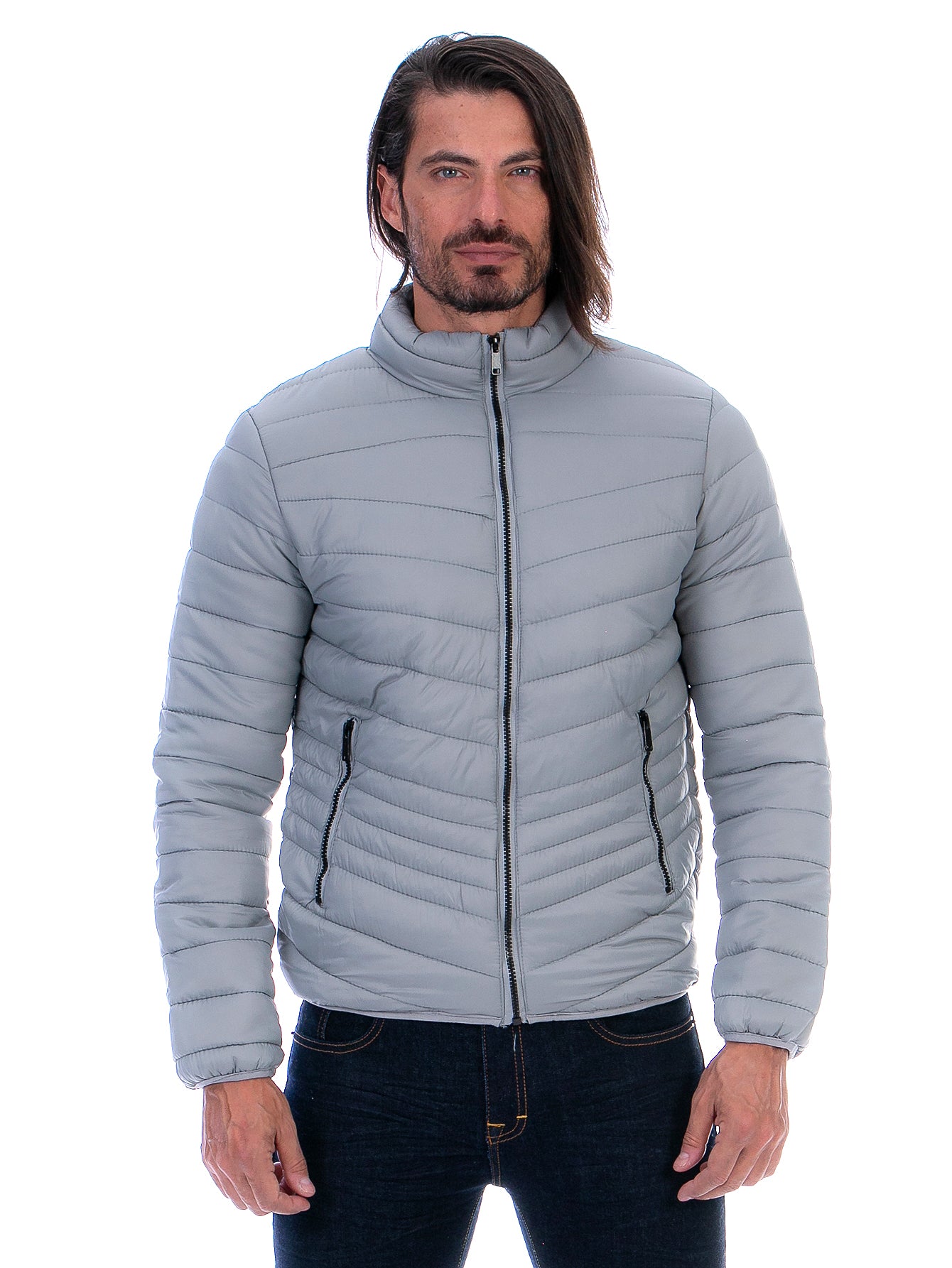 Chamarra Capitonada Hombre Con Bolsillos Forro Peluche Fino