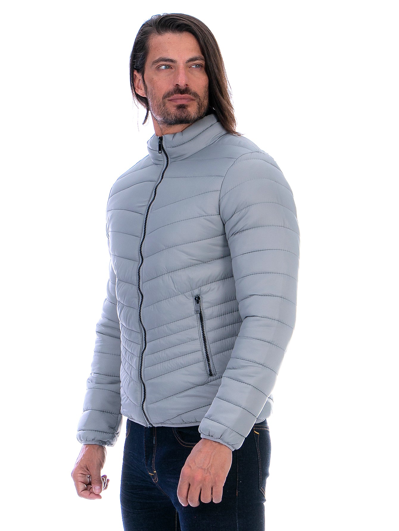 Chamarra Capitonada Hombre Con Bolsillos Forro Peluche Fino