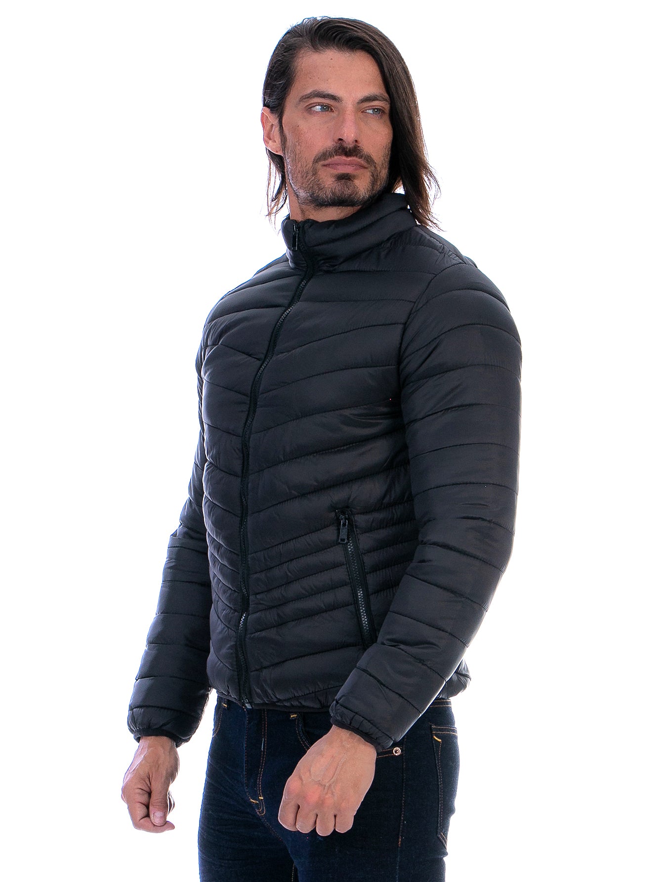 Chamarra Capitonada Hombre Con Bolsillos Forro Peluche Fino