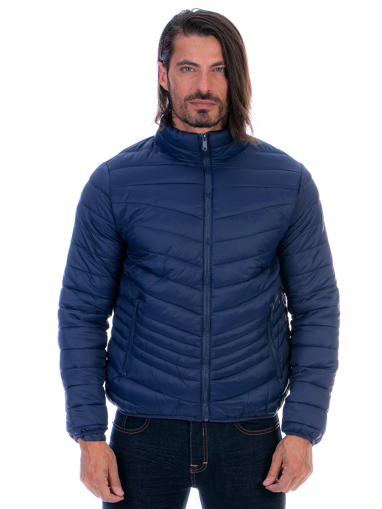 Chamarra Capitonada Hombre Con Bolsillos Forro Peluche Fino