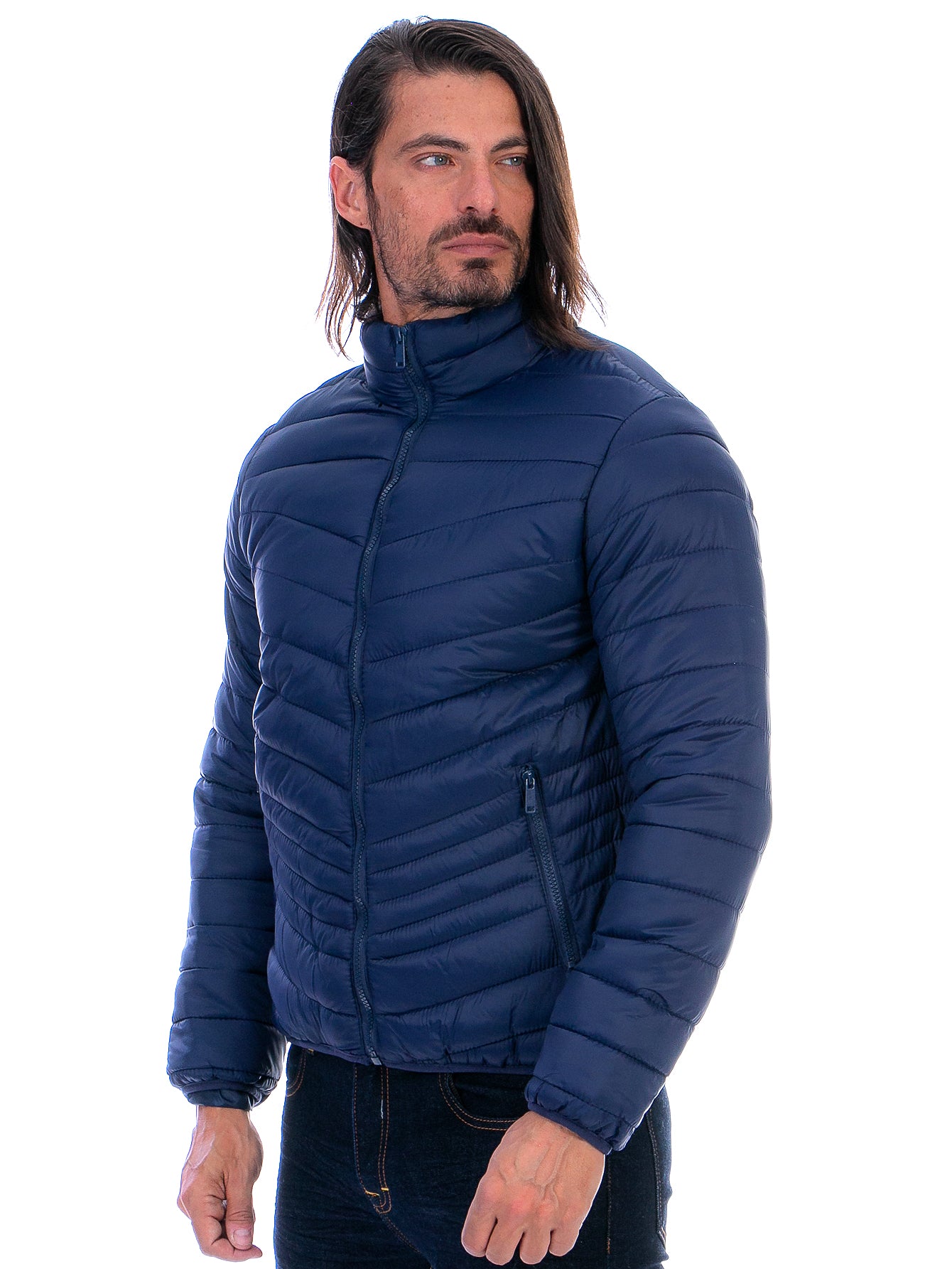 Chamarra Capitonada Hombre Con Bolsillos Forro Peluche Fino