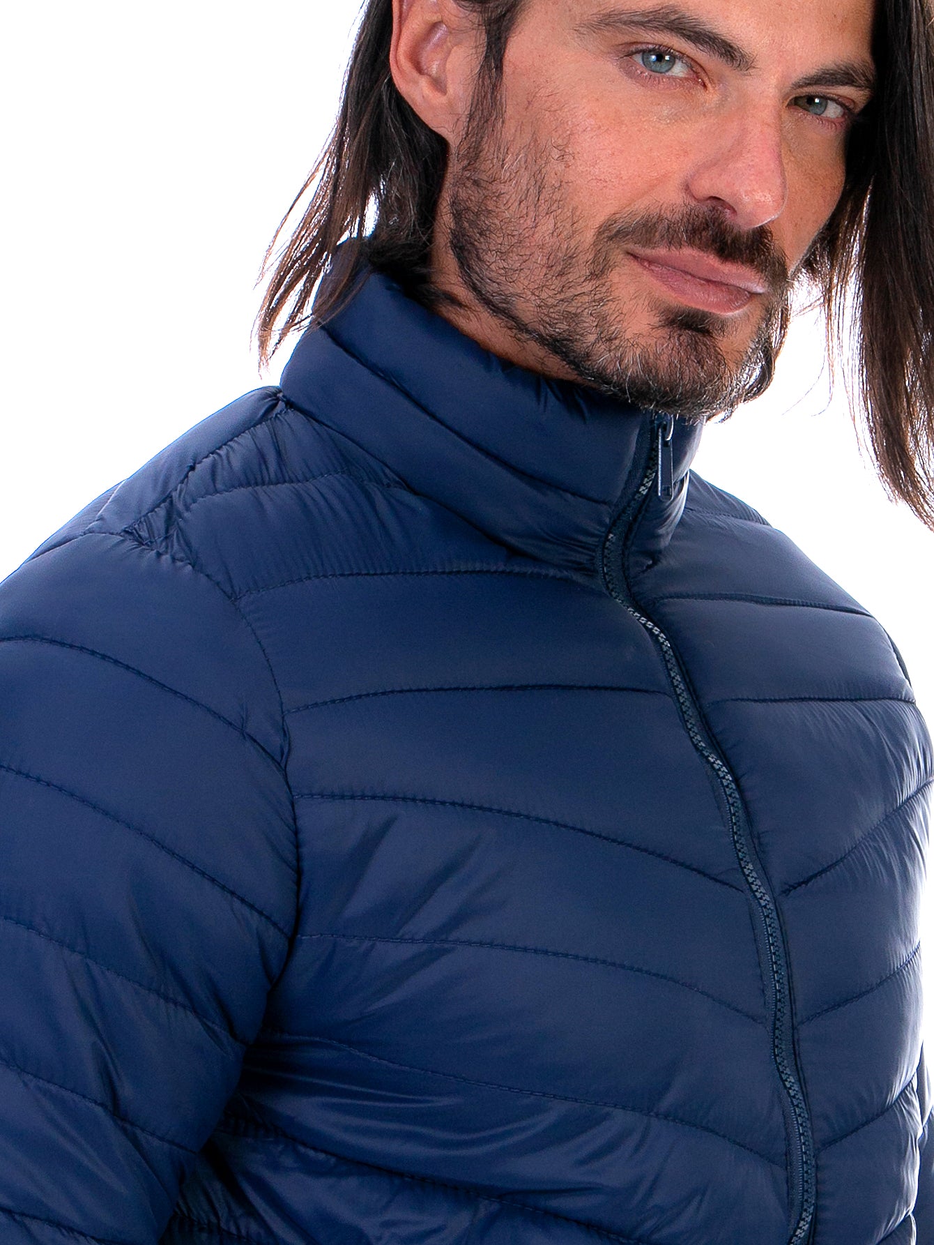 Chamarra Capitonada Hombre Con Bolsillos Forro Peluche Fino