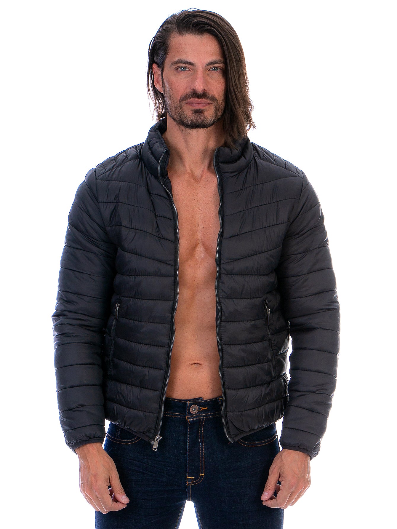 Chamarra Capitonada Para Hombre Con Forro De Peluche Fino