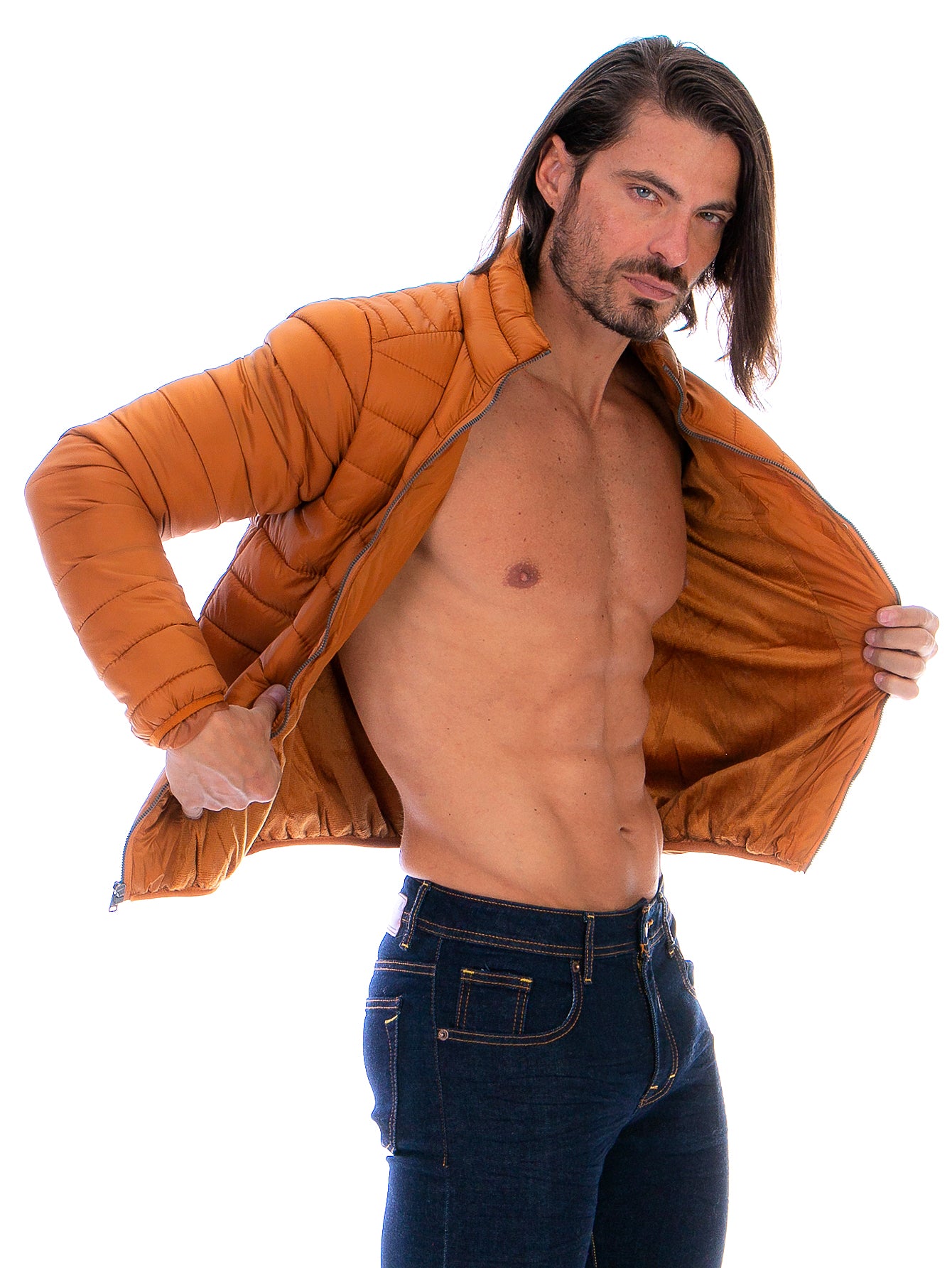 Chamarra Capitonada Para Hombre Con Forro De Peluche Fino