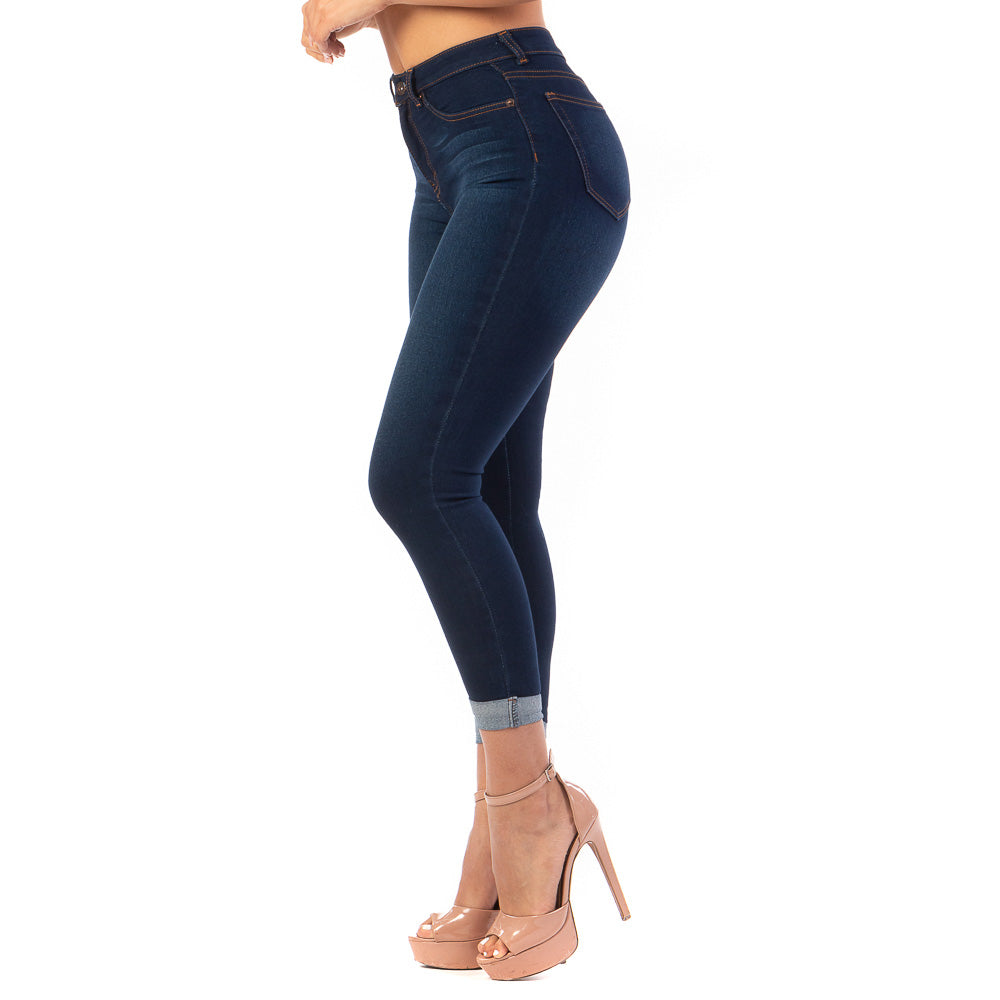 Pantalón Mezclilla Stretch Mujer Con Dobladillo