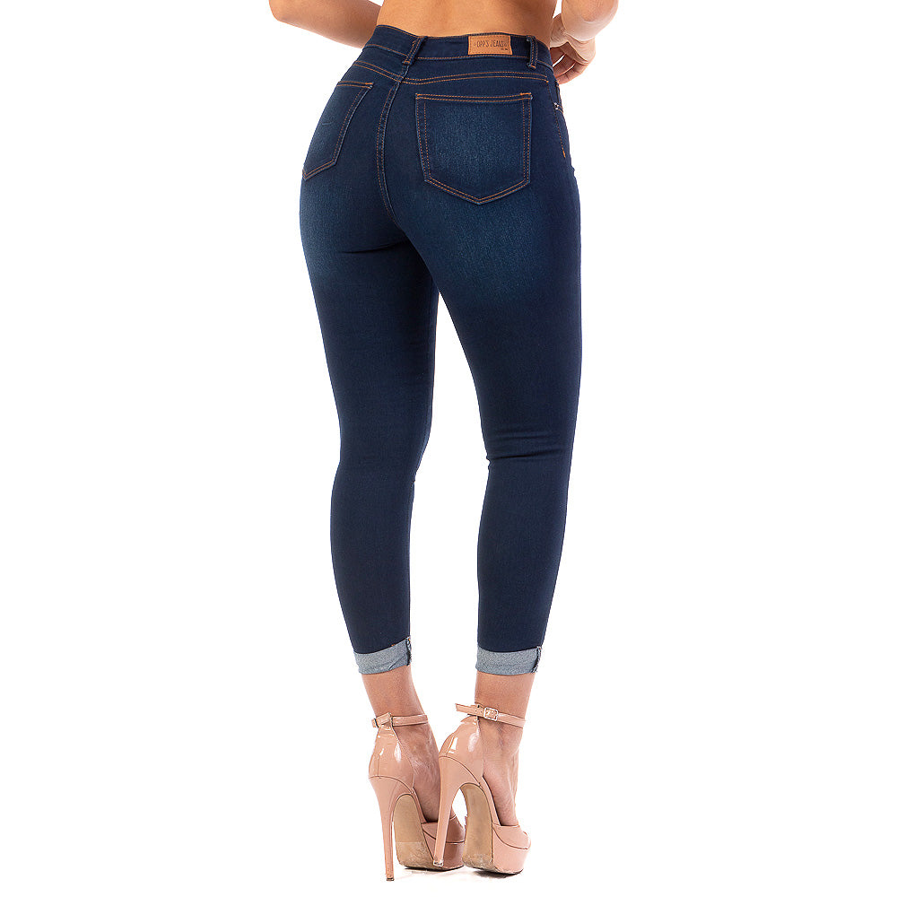 Pantalón Mezclilla Stretch Mujer Con Dobladillo