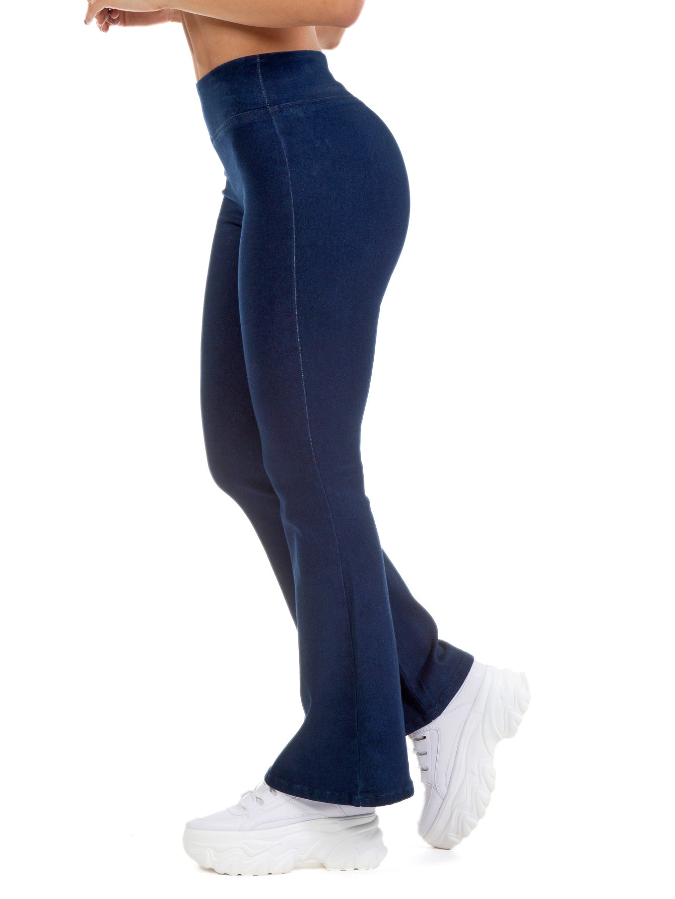 Jegging Jeans De Mezclilla Stretch Corte Campana