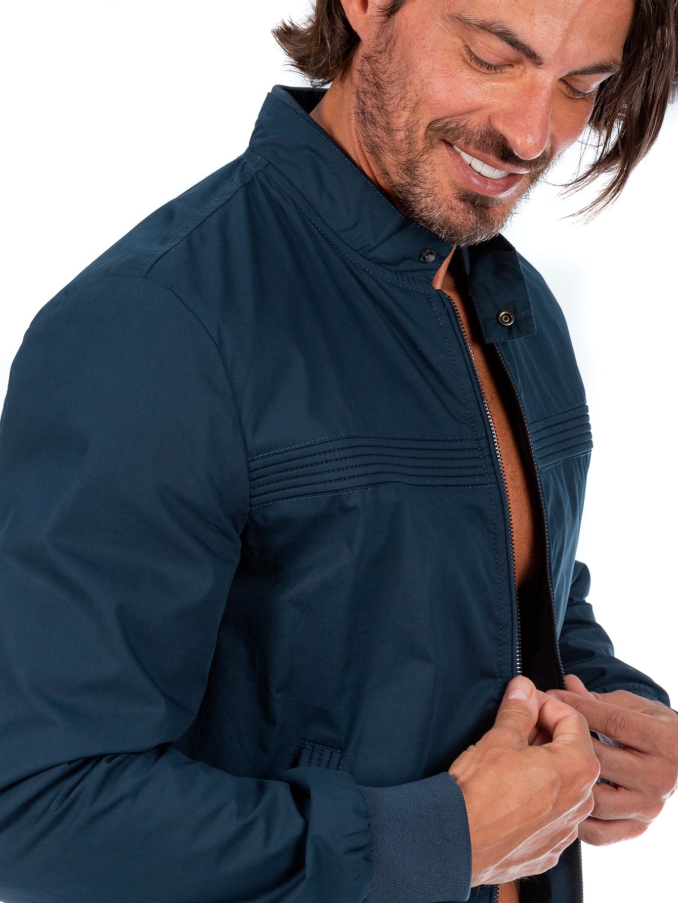 Chamarra De Algodón Hombre Cuello Mao Con Bolsillos