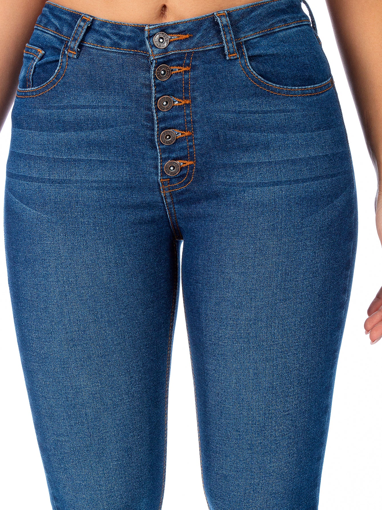 Pantalón Mezclilla Stretch Mujer Campana Botonera