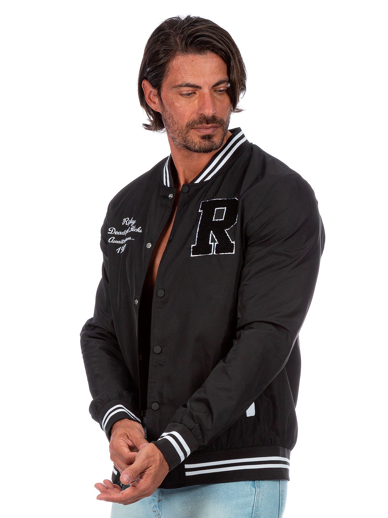 Chamarra Universitaria Para Hombre Con Bolsillos