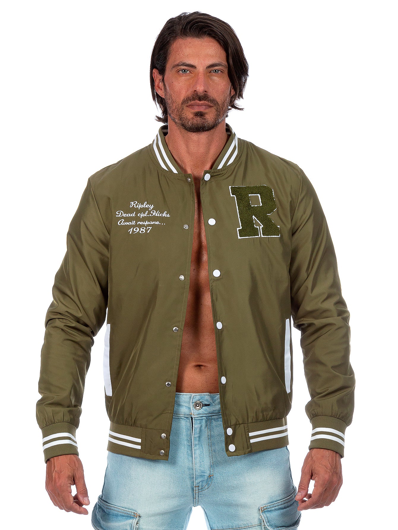 Chamarra Universitaria Para Hombre Con Bolsillos