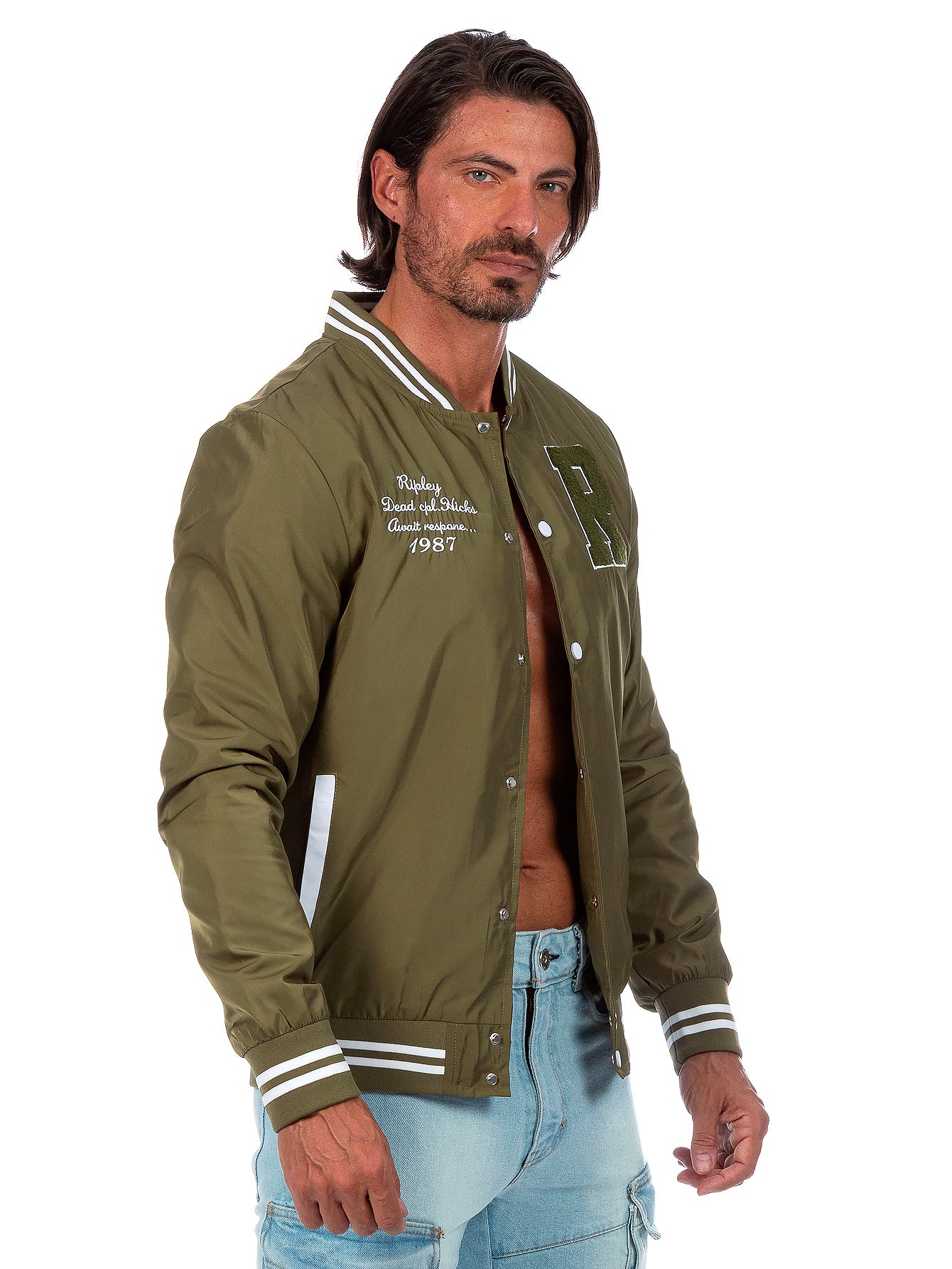 Chamarra Universitaria Para Hombre Con Bolsillos