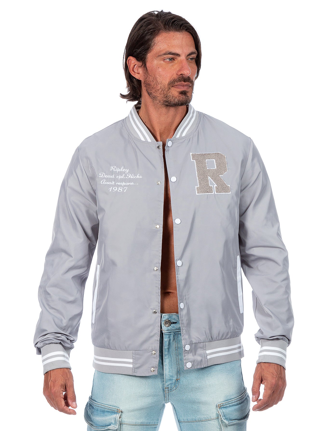 Chamarra Universitaria Para Hombre Con Bolsillos