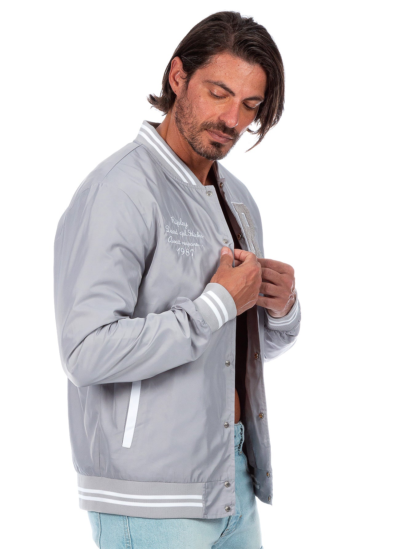 Chamarra Universitaria Para Hombre Con Bolsillos