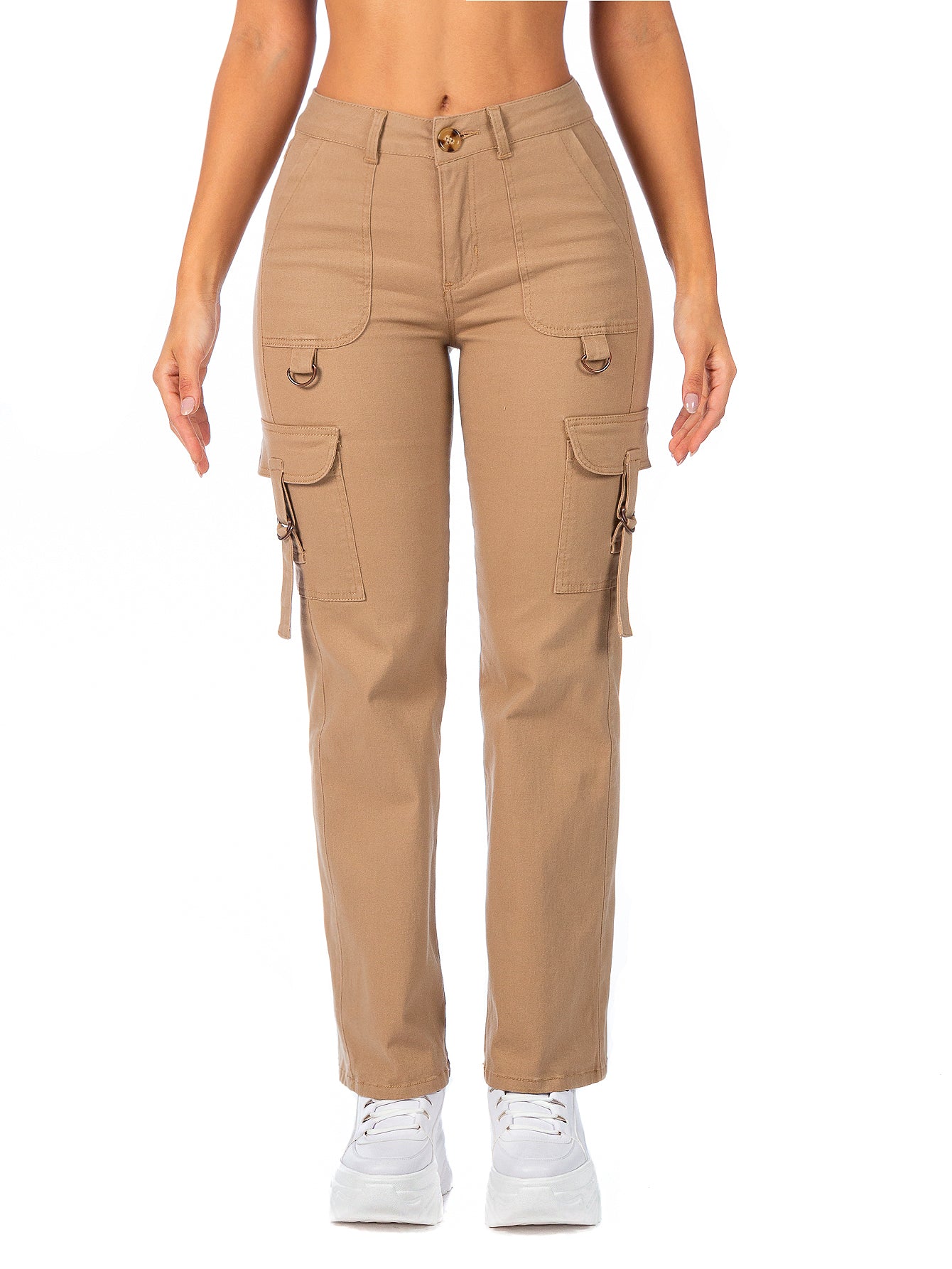 Pantalón Cargo Gabardina Stretch Mujer Con Hebillas