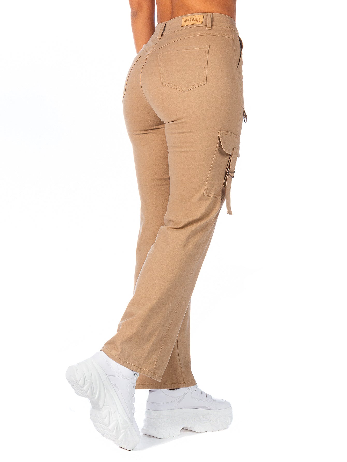 Pantalón Cargo Gabardina Stretch Mujer Con Hebillas