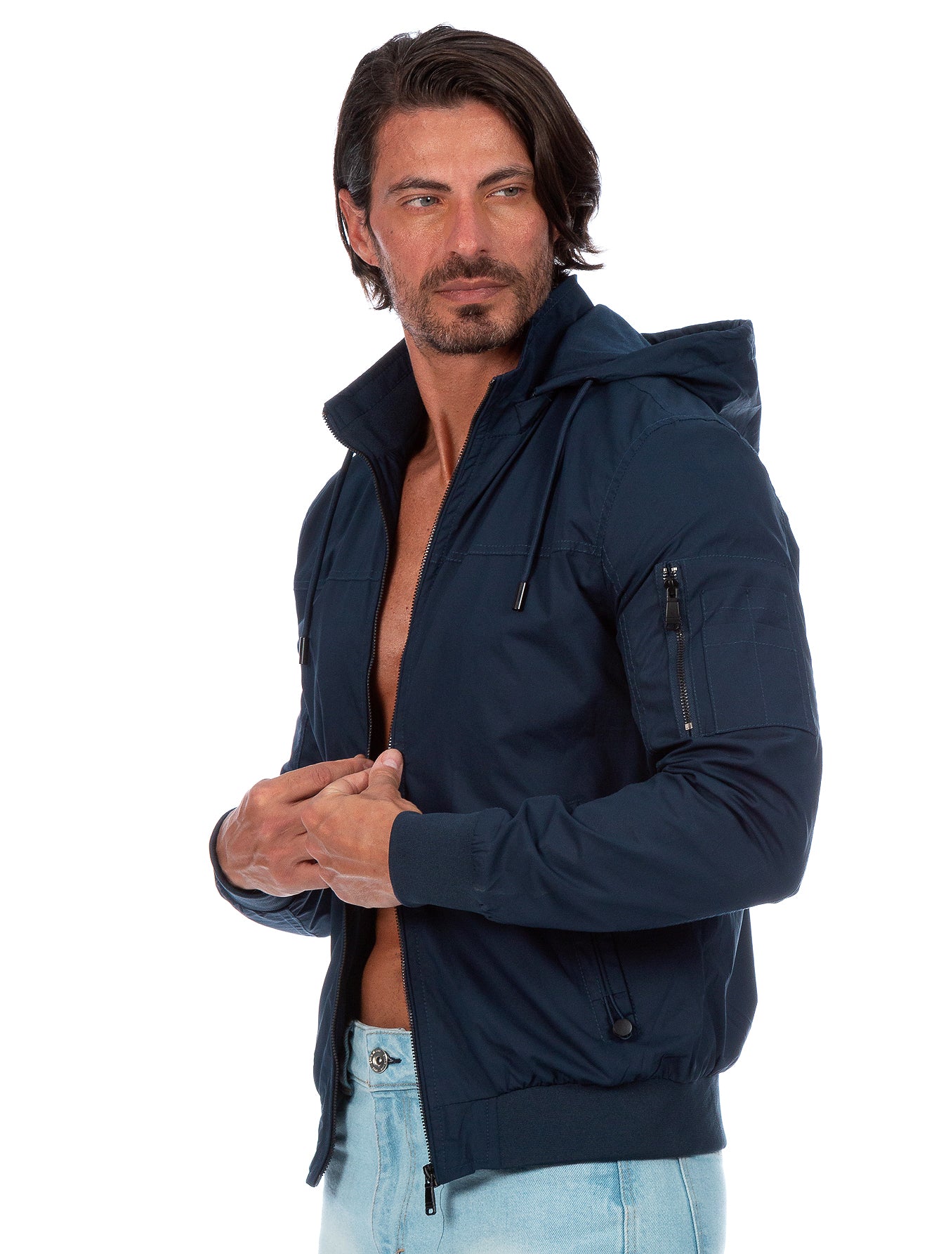 Chamarra De Algodón Para Hombre Con Capucha Desmontable