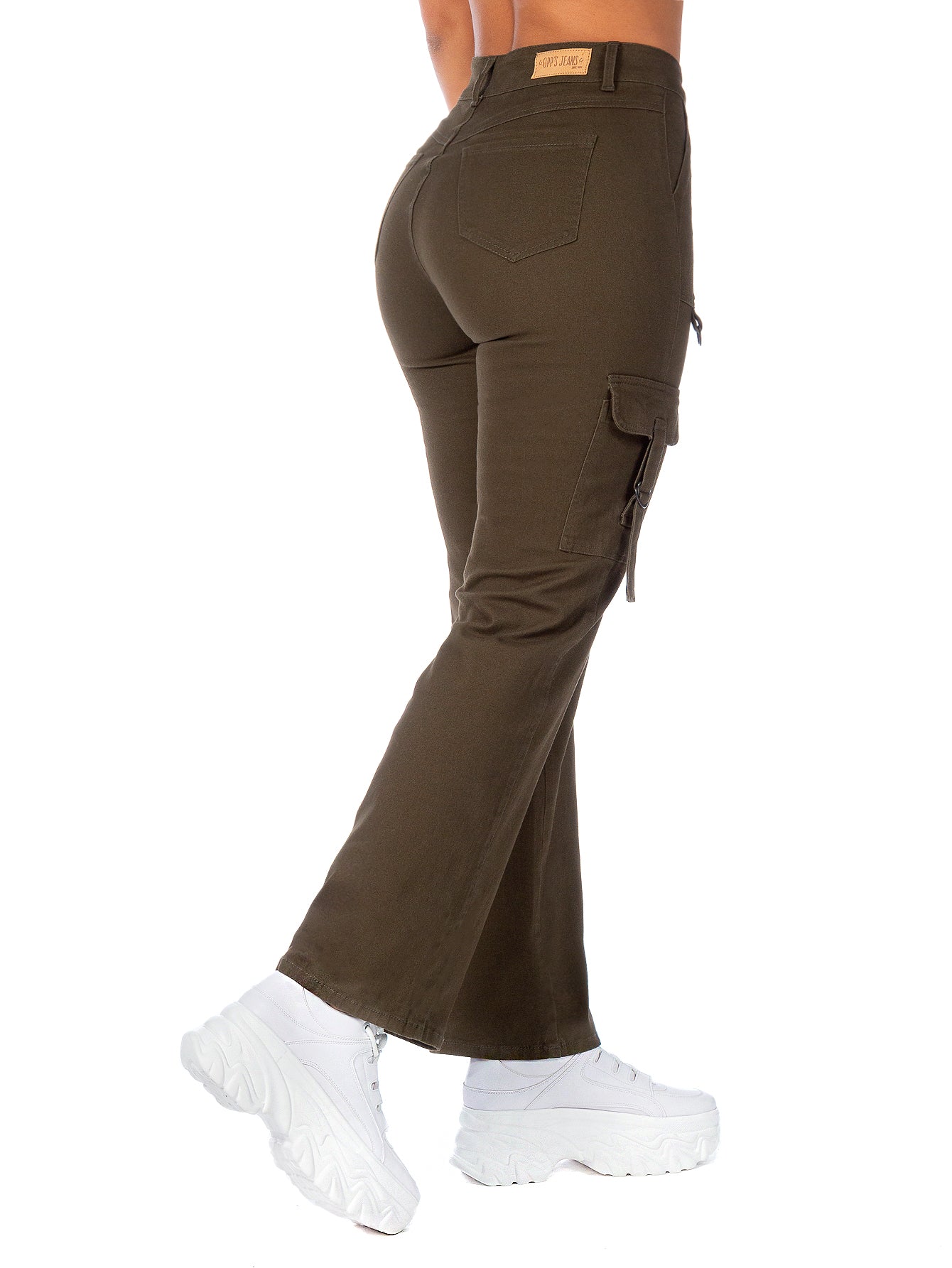 Pantalón Cargo Gabardina Stretch Mujer Con Hebillas